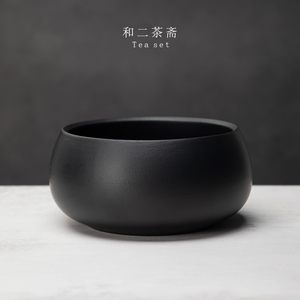 和二茶斋陶瓷茶洗缸盆带盖子中式复古大容量建水水盂茶盂茶渣缸