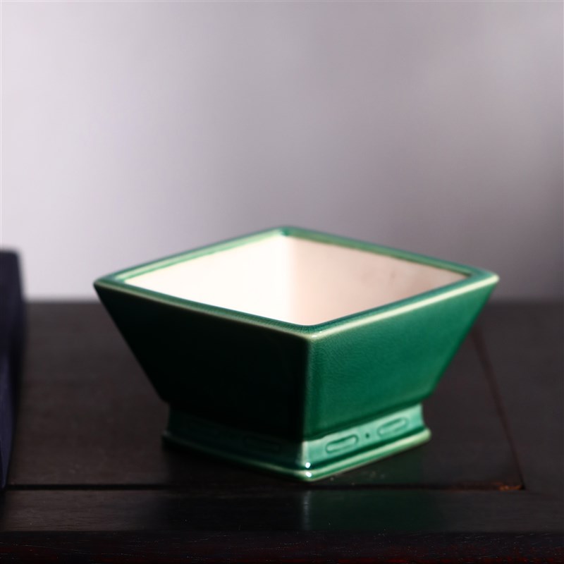 紫砂花盆陶瓷粗陶盆景盆正方形均釉仿古盆景盆手工微型菖蒲盆