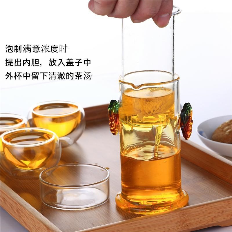 耐热玻璃茶具茶壶绿红普洱壶陶瓷不锈钢内胆过滤泡茶冲茶器双耳杯