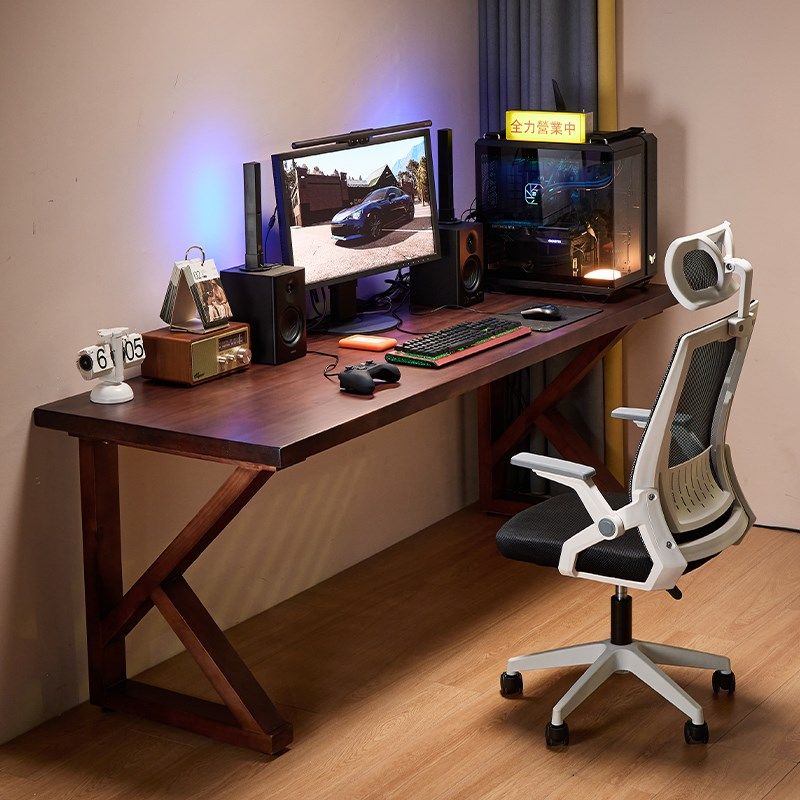 实木电脑桌家用大板桌双人卧室书桌两人电竞桌工作台学习办公桌,住宅家具,电脑桌,淘宝优惠券,粉丝福利购,淘宝优惠卷