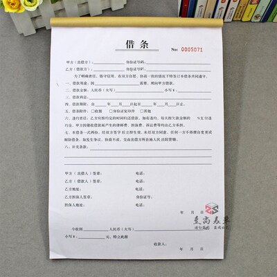 个人借钱借条定制二联A4正规民间借贷合同协议私人借款条借款欠条