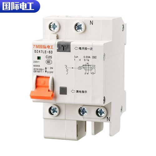国际电工断路器DZ47家用总电闸1/2P63a空气开 关带漏电保护器