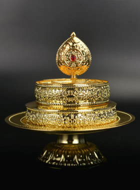 合金曼扎盘八吉祥曼茶罗修曼扎盘 修盘 曼达盘小号含托盘送宝石