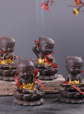 哪吒紫砂茶宠精品可养创意个性茶盘茶桌家居摆件茶具茶艺招财茶玩