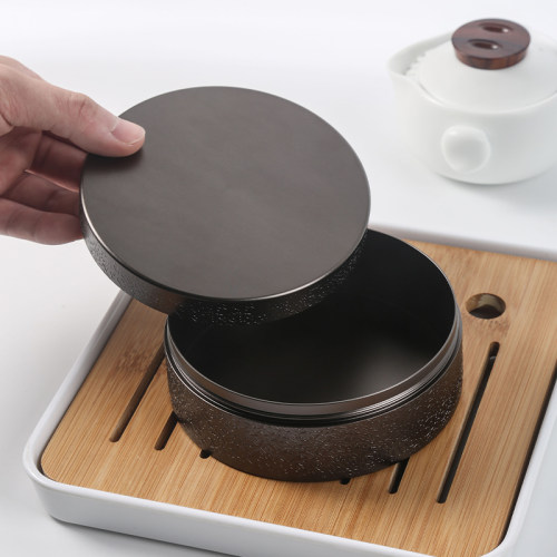 锤纹茶叶罐小号不锈钢铁盒大号茶叶桶防潮密封金属罐包装螺纹盖