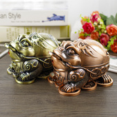 复古创意欧式 潮流家用办公室密封防风耐摔烟缸 金属带盖烟灰缸个性