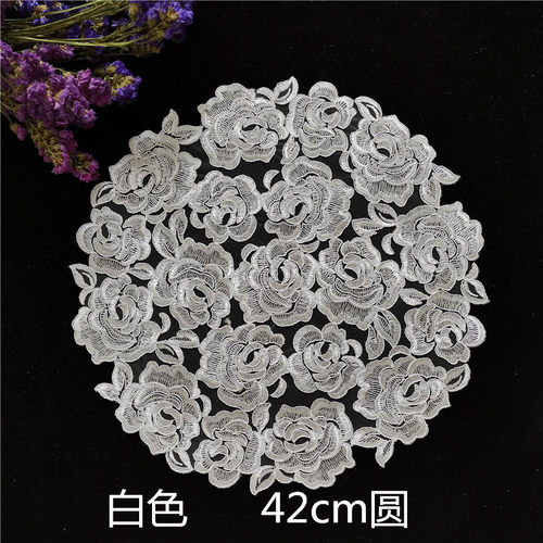 新款满工蕾丝绣花圆桌布茶盘茶具盖巾小圆形欧式奢华防尘布饰品巾