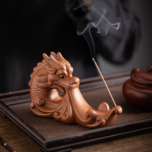 紫砂祥龙戏水茶宠摆件招财生肖龙精品可养茶玩茶桌装饰品香薰香插