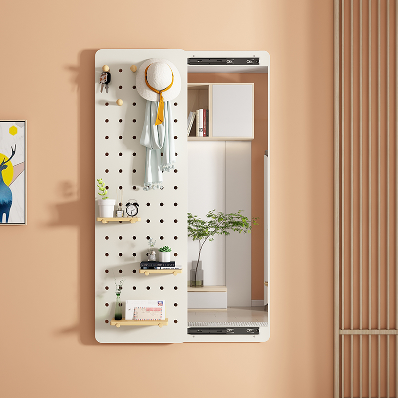 隐形穿衣镜推拉门可关闭隐藏全身镜壁挂式暗藏洞洞板玄关试衣镜子