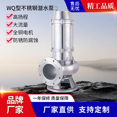 WQ型全不锈钢潜水泵304防锈防腐蚀排污泵无堵塞污水泵化工水泵