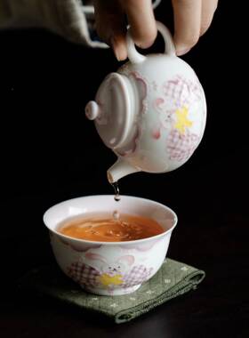 由至手绘一壶两杯茶夫收杯套装奢便携纳袋户外旅轻82418行小套装