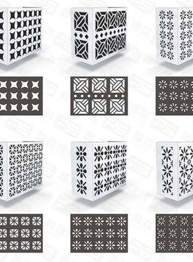 铝合金空板调罩板厂家户外花冲孔百叶折铝铝空调外机罩pusen-72雕