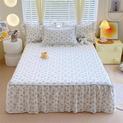 床高支密全碎BQL25081棉床裙010纯棉裙裸睡田园小花韩版花边床罩