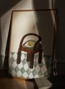 椅子北欧新复古风客装QB202401饰画抽象静清物卧室厅摆画法式玄关