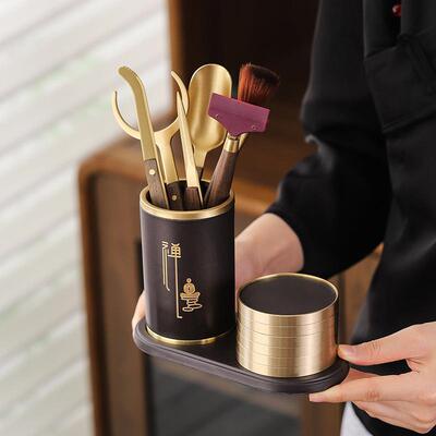 高档电木茶道六君子垫套41024工组泡茶具大全铜茶黄杯托杯功夫茶