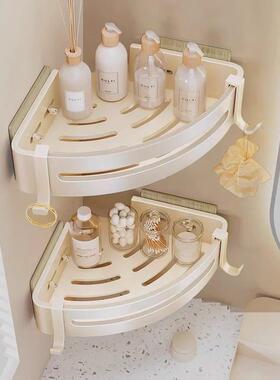 [奶油白色浴室储物架Z1]无冲孔浴室角架浴室储物淋浴房壁挂式