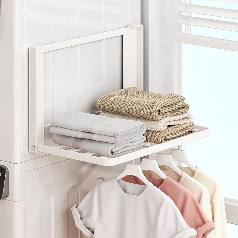 洗衣机烘干机侧边晾晒架强力磁吸免打孔壁挂式家用阳台毛巾收纳架