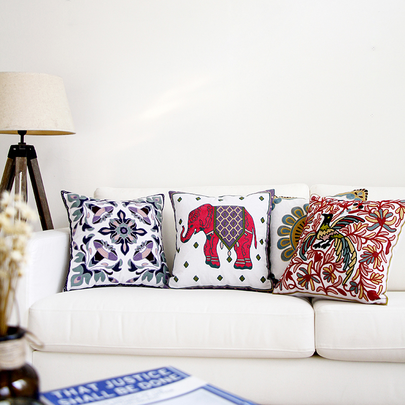 全棉绣花抱枕护腰靠垫汽车办公室午睡靠背沙发床头靠枕套芯腰枕垫