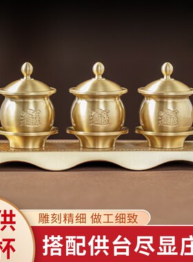 精品黄铜进招宝财供水杯佛字款家用佛堂供奉上供礼佛圣水杯净水财