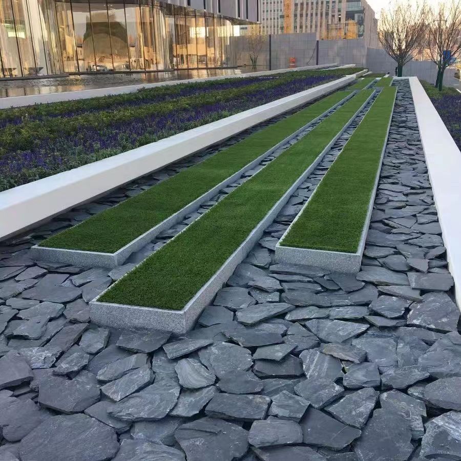 天然青石板水底石碎拼水池喷泉净化石别墅庭院铺路石水池石头石片