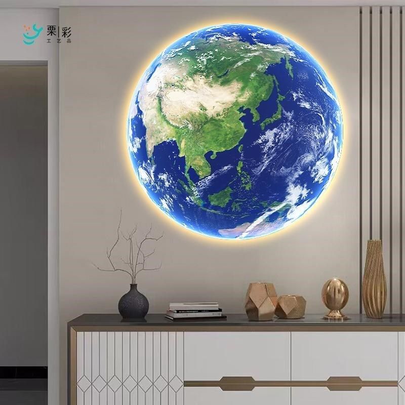月球地球壁灯圆形过道走廊玄关挂画 画主卧背景墙卧室带灯床头装,家居饰品,氛围画/灯画,淘宝优惠券,粉丝福利购,淘宝优惠卷
