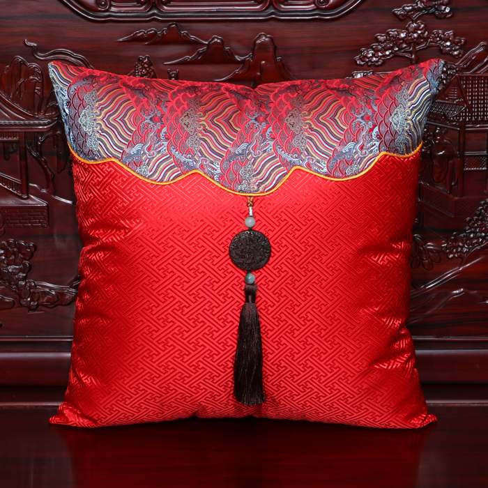 艺必旭 中式古典沙发田园流苏靠垫靠背 抱枕办公室靠枕套创意靠包