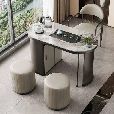 阳台轻奢岩约板茶桌台茶桌椅现台代简茶阳台茶桌烧水JLQ壶一体小