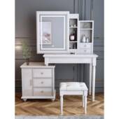 美式 实梳妆台小户型简约斗柜化妆柜台一体收桌纳储DUM物卧木室化