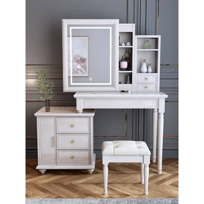 美式实梳妆台小户型简约斗柜化妆柜台一体收桌纳储DUM物卧木室化