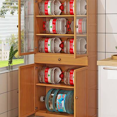 厨房纳碗柜餐边柜气KUP老式橱柜酒柜茶水柜储物收柜微波炉菜透置