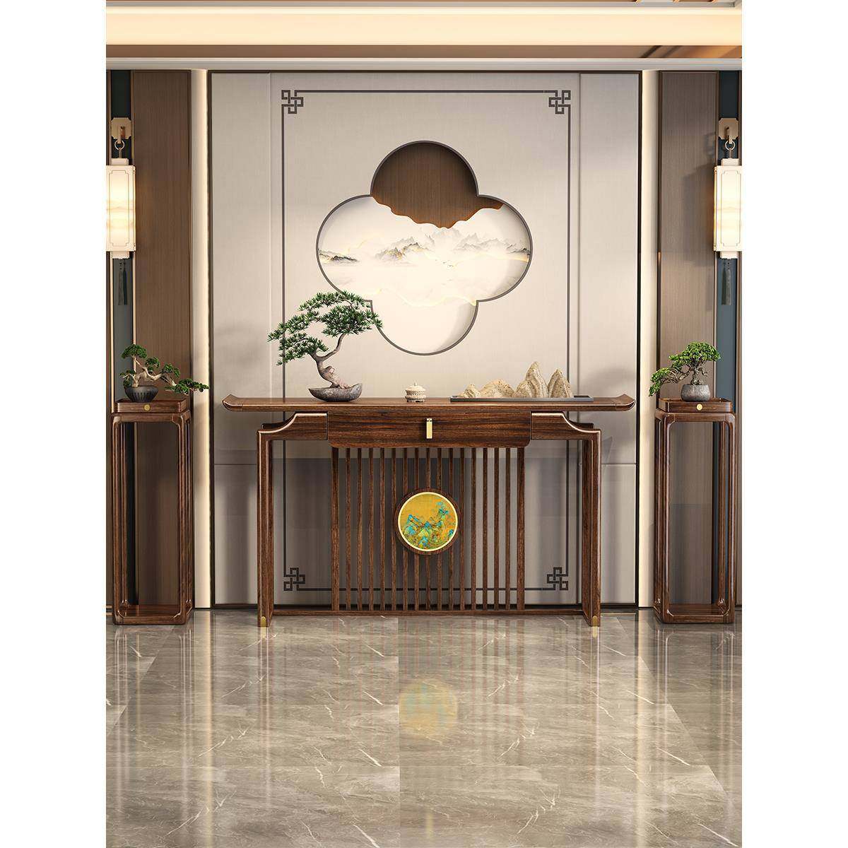 乌金木木玄关桌新中LJS式中超堂入户门实靠墙供窄桌玄关台条案玄,鲜花速递/花卉仿真/绿植园艺,其它园艺用品,淘宝优惠券,粉丝福利购,淘宝优惠卷