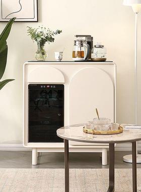 02新款智轻奢实木茶吧能机3SCM家用奶油风客厅高端带消毒一体柜2