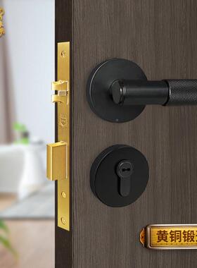 轻家奢美式黑色卧室门室内门锁锁把手VRK用静音房门分体房间木门