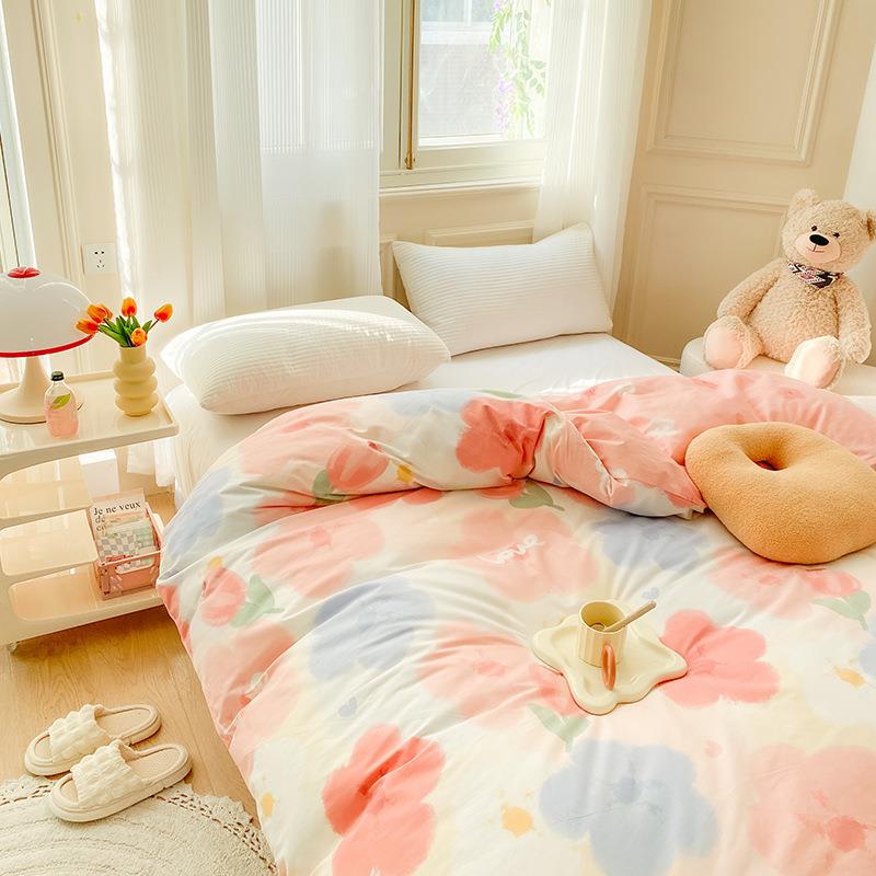 全棉印花唯美小清新被150X20单被套2女004生纯棉2.0*.3双套人0被