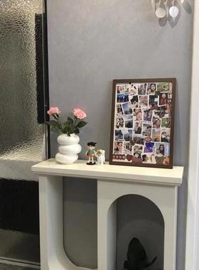 式意轻装奢黑色双弧玄关台极简饰玄关柜别墅客厅EOR法玄式奶油走