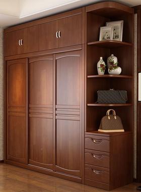 柜实衣推拉门家用组装大容量AIJ橱整体衣储物收纳柜子中式木卧室