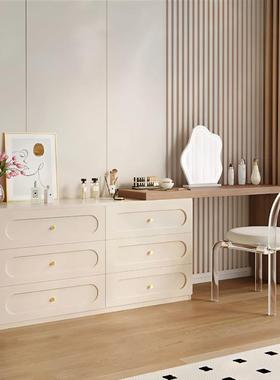 轻奢奶油风ZMC台实木质岩板斗柜梳妆体户型卧室加一厚化妆桌小可