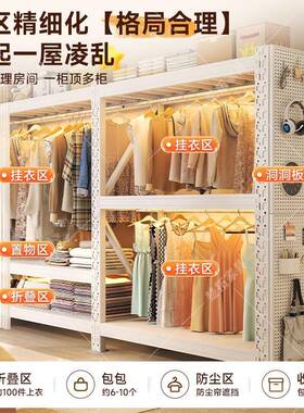 钢制衣架货阳架多层置物架落家用组衣装简易衣柜台地开放YJR收纳