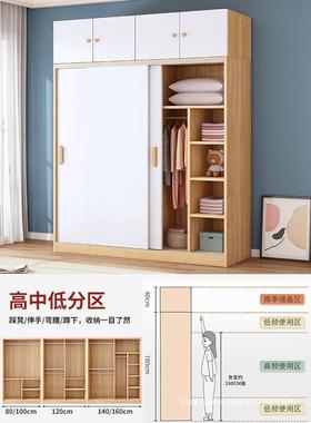 推LKQ拉门衣家用卧室木柜质型儿童收纳柜子小户出租房用易组装简