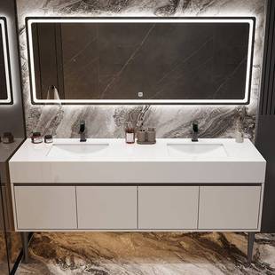 轻奢大理石双盆落268地式浴室柜组合公共智生卫间能洗漱脸洗台盆