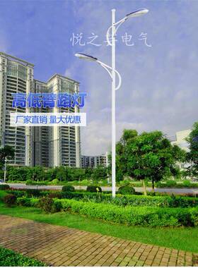 高低双KJB臂路灯杆道平行臂L米2ED路灯头6米810米12米双头路20V光