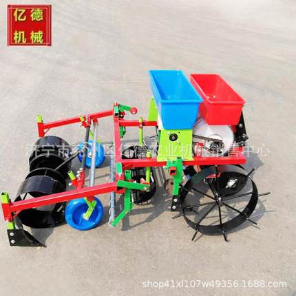 新款手扶车带播种机覆膜喷药起垄花生施肥一体机两行点播机