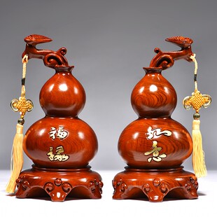 花梨实木雕刻葫芦摆件如意葫芦家居装饰客厅摆设电视柜红木工艺品