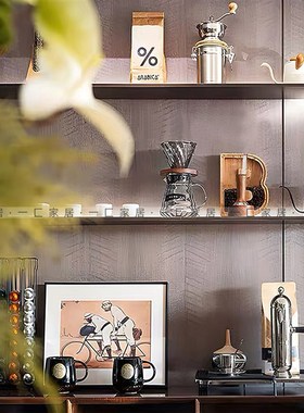 一匚 现代简约手工咖啡金属磨豆机组合摆件 样板间民宿咖啡厅装饰