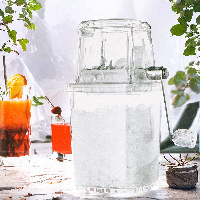 不锈钢手动小型家用碎冰机多功能酒吧手摇刨冰机搅冰冰沙碎冰器