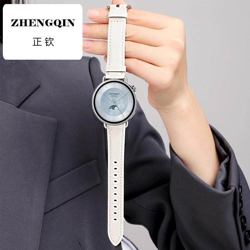 适用于小米watchs4手表表带皮质41mm智能手表WatchS4腕带女款小表