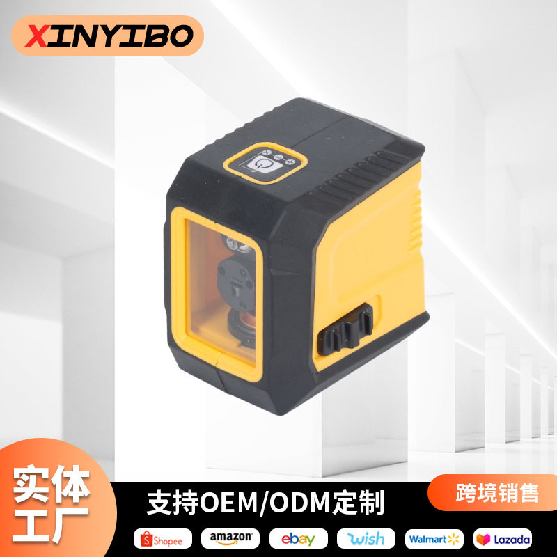 外贸多功能迷你两线水平仪跨境高精度绿光调平仪家用贴墙贴地仪