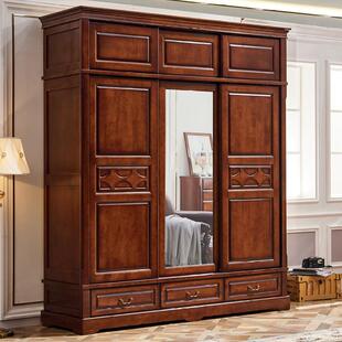 美式奢轻复古全24219实木衣代柜家卧室大衣橱现简约小户型用抽屉