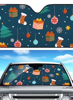 工厂直销汽帘遮阳28179圣诞节卡通印花车挡窗隔热遮阳车载遮阳车