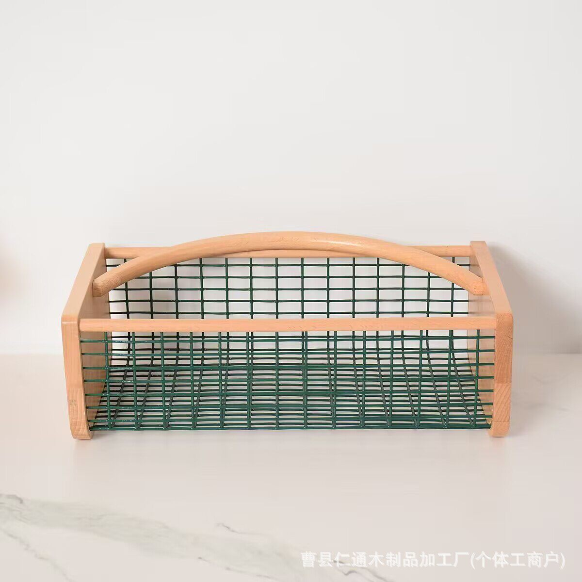 铁木结合收纳筐手提式果蔬篮水果篮厨房整理筐可活动提手水洗筐